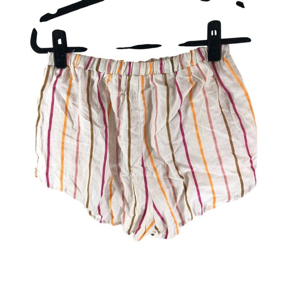 Vitamin A Womens Shorts Linen Pull On Pockets Striped Pink Orange Ivory S - Picture 2 of 5